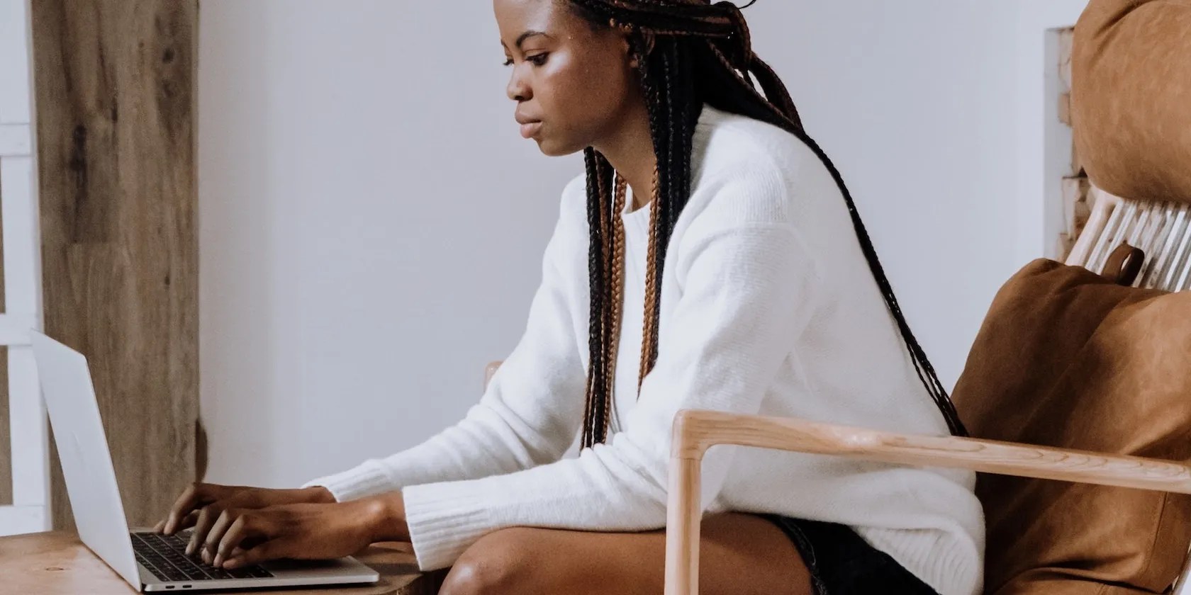 Lady working on a laptop