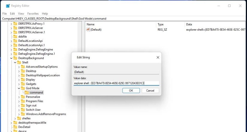 The Edit String window