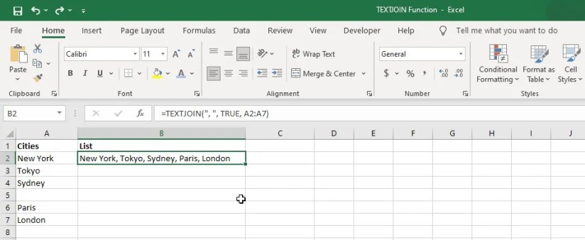 Creating a list using Excel’s TEXTJOIN function