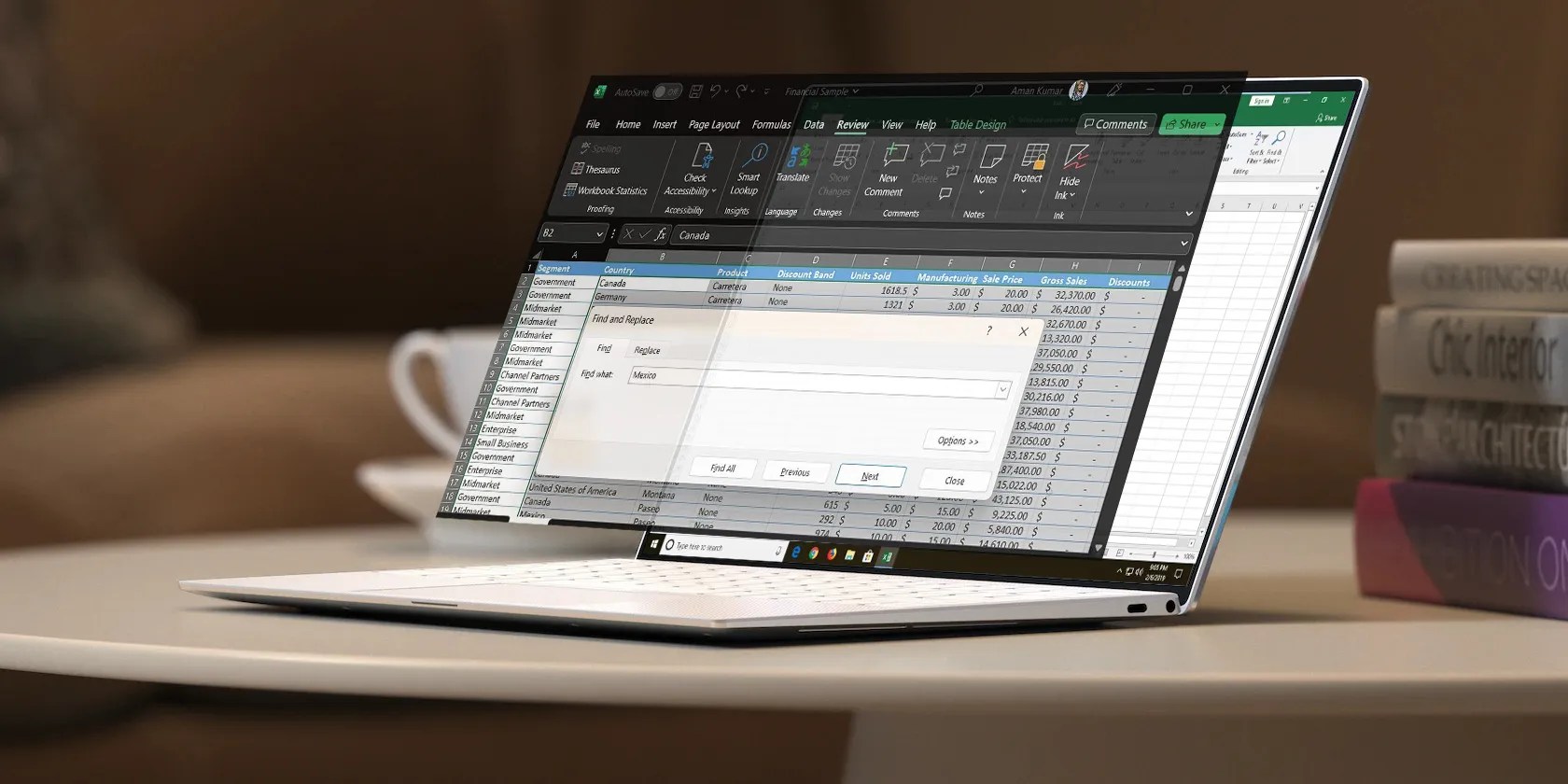 Excel Find and Replace screenshot on a laptop