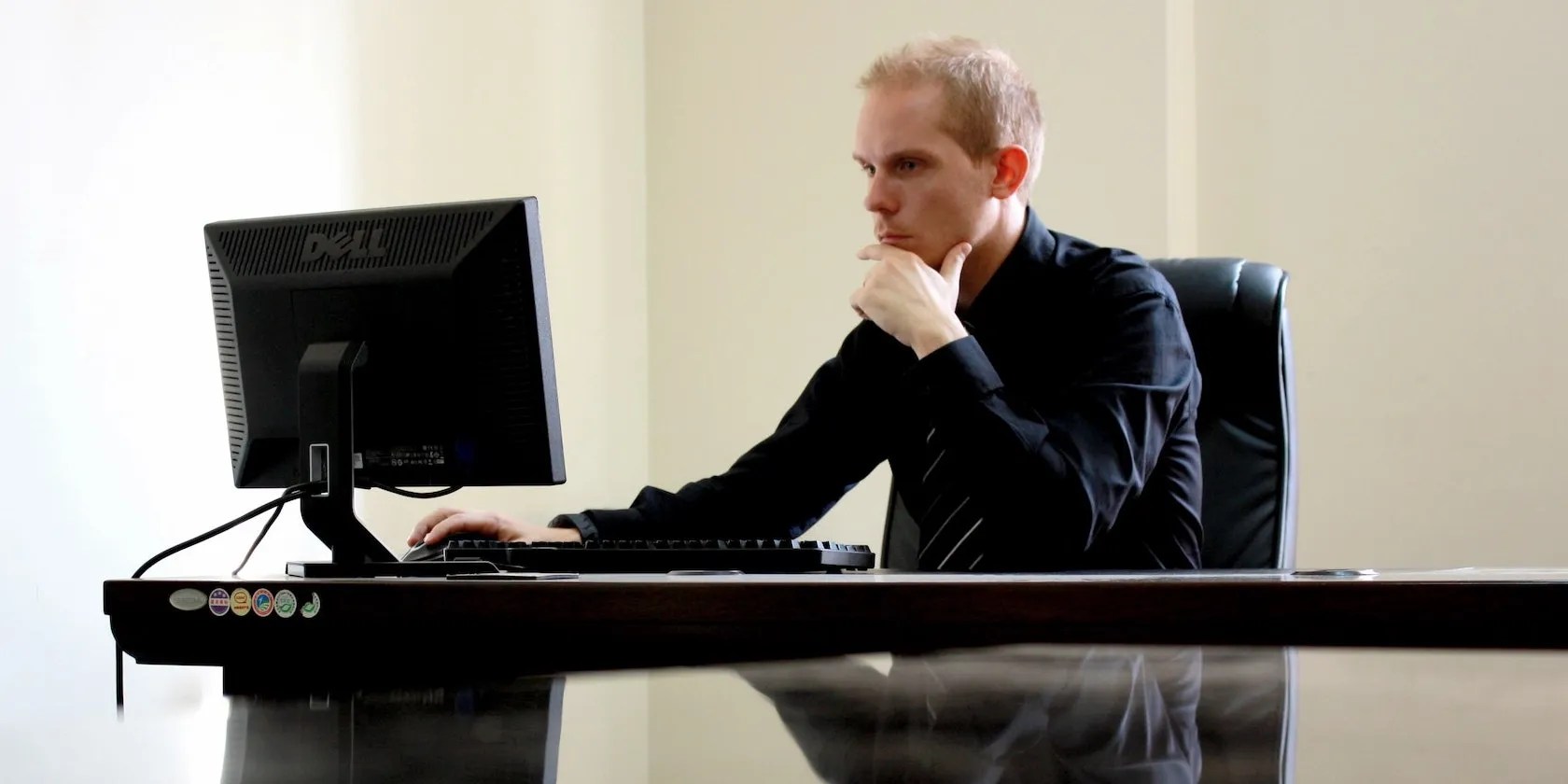 Man working on a computer in the office
