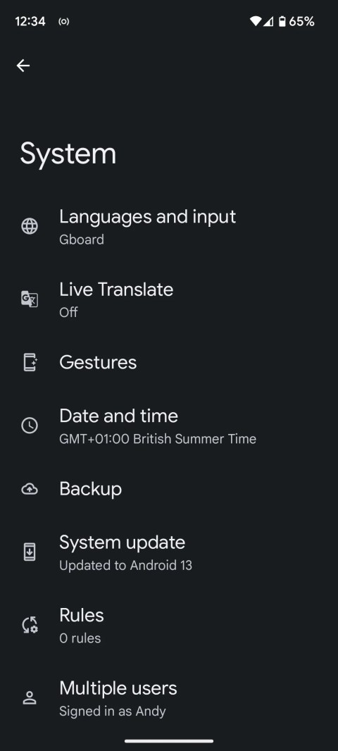pixel system settings