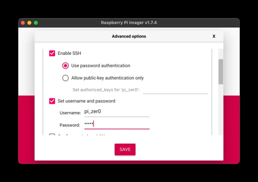 enabling SSH in Raspberry Pi Imager