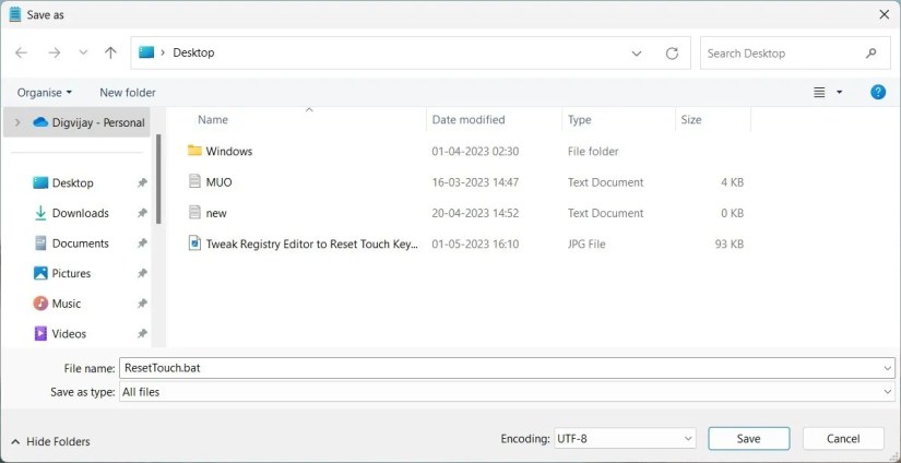 Run Batch File to Reset Touch Keyboard Default Open Position