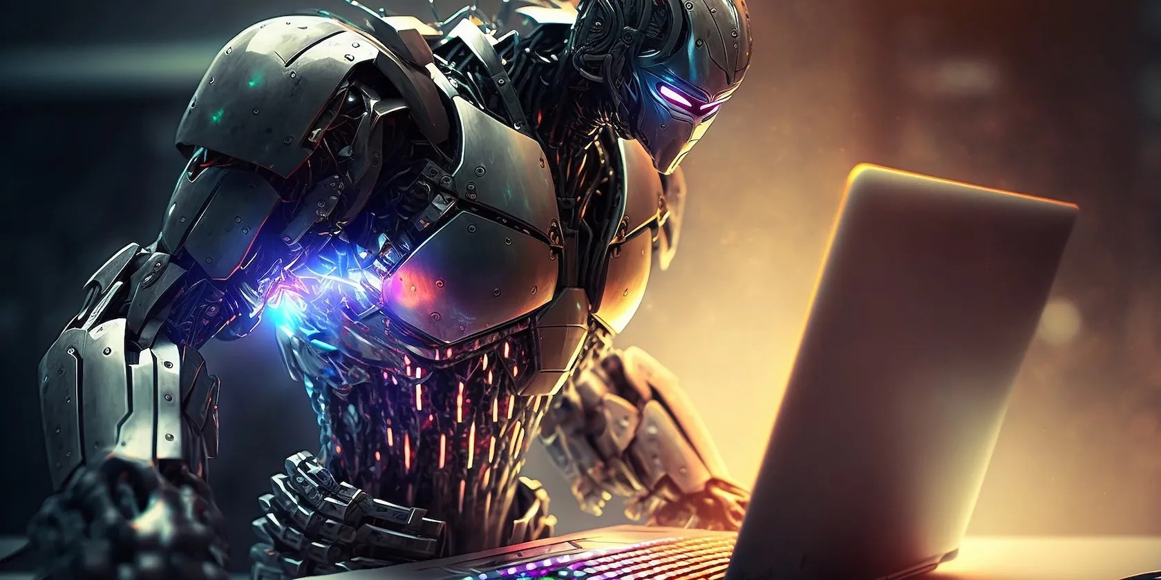 Large Rainbow-Colored Robot Using a Laptop