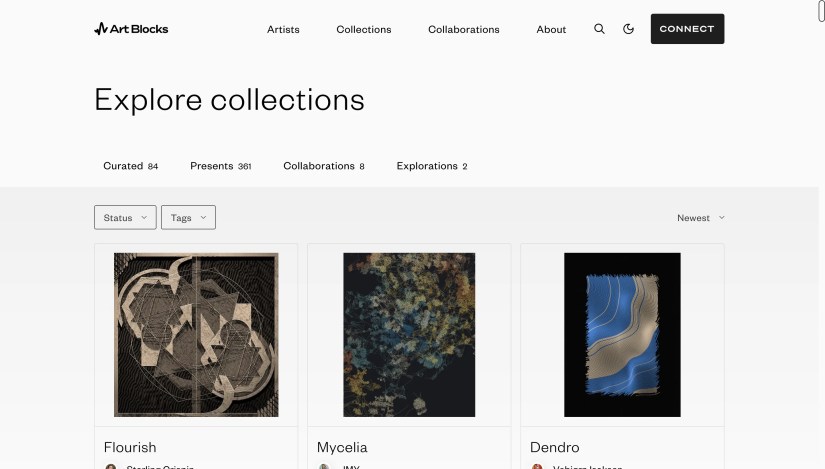 Art Blocks home website