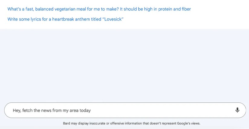 Bard audio input feature