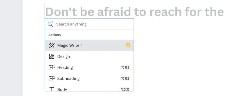 Canva AI Magic Write Where to Find Icon