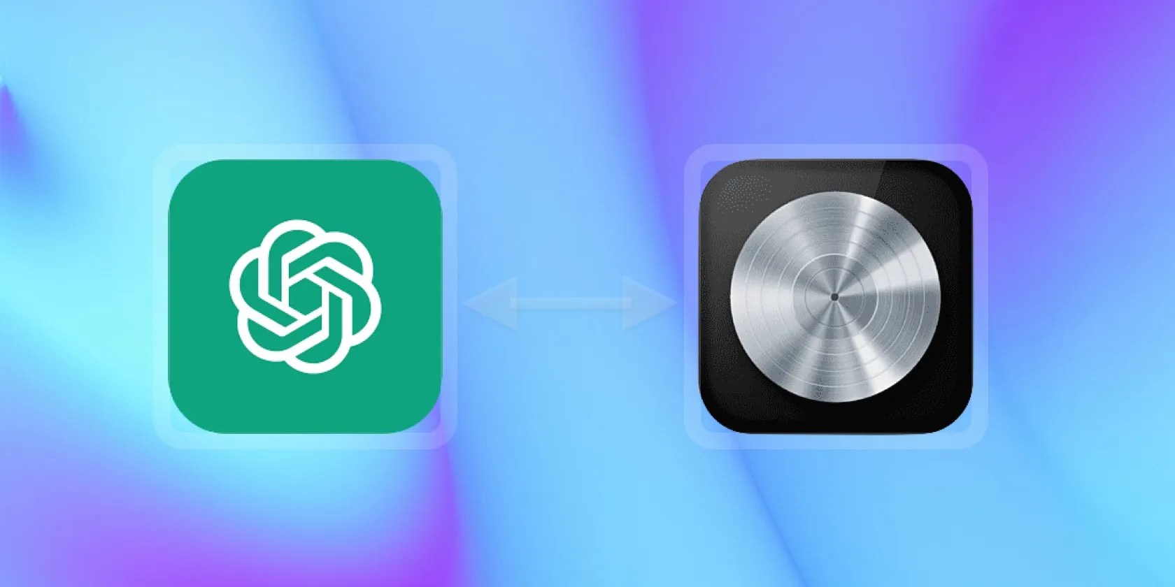 ChatGPT logo next to the Logic Pro icon.