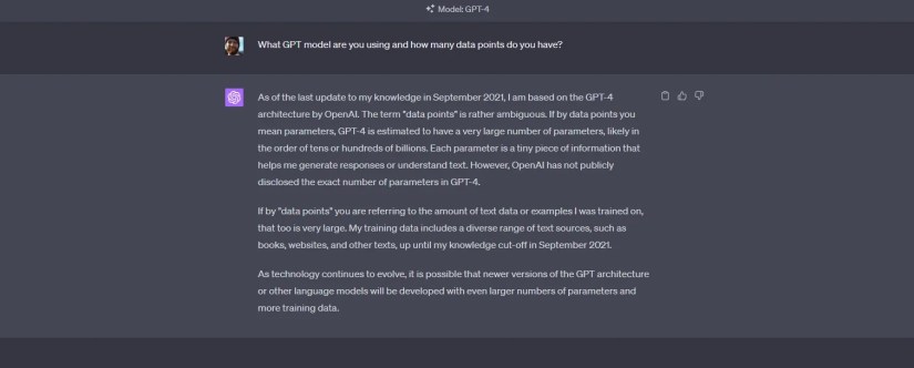 chatgpt 4 answer question on number of data points june 2023