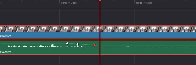 DaVinci Resolve Audio Keyframes added to clip