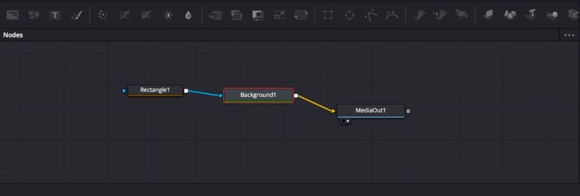 DaVinci Resolve Background, Rectangle, and Mediaout nodes attached
