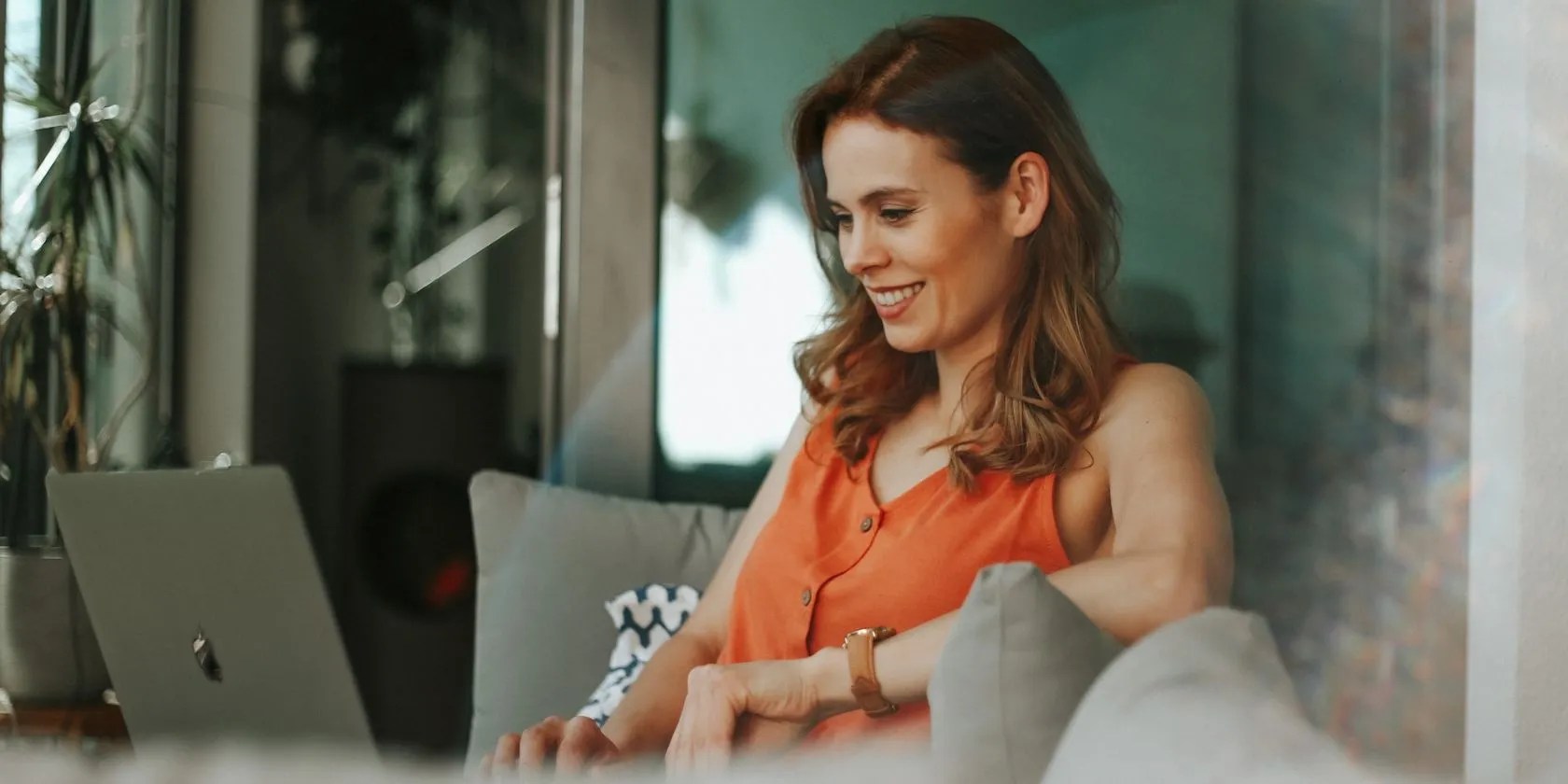 a woman working from home