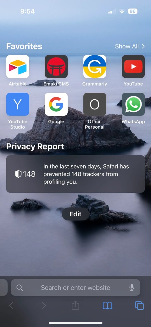 iPhone Safari Start Page