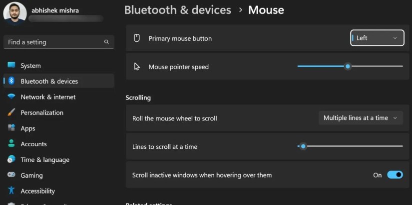 Open Mouse Properties Using Start Menu
