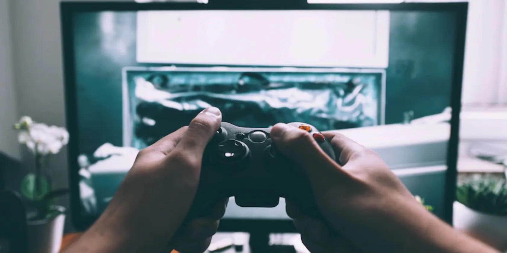 playing game in a monitor with a controller