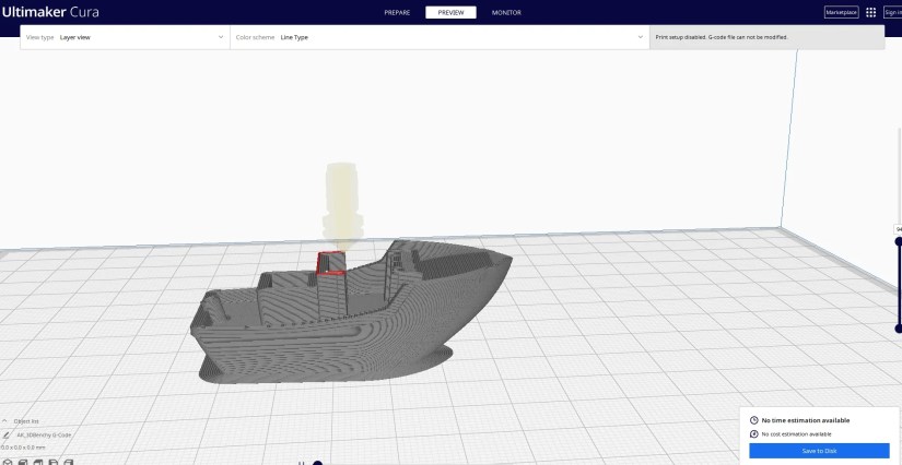 An option to preview 3D model in Cura