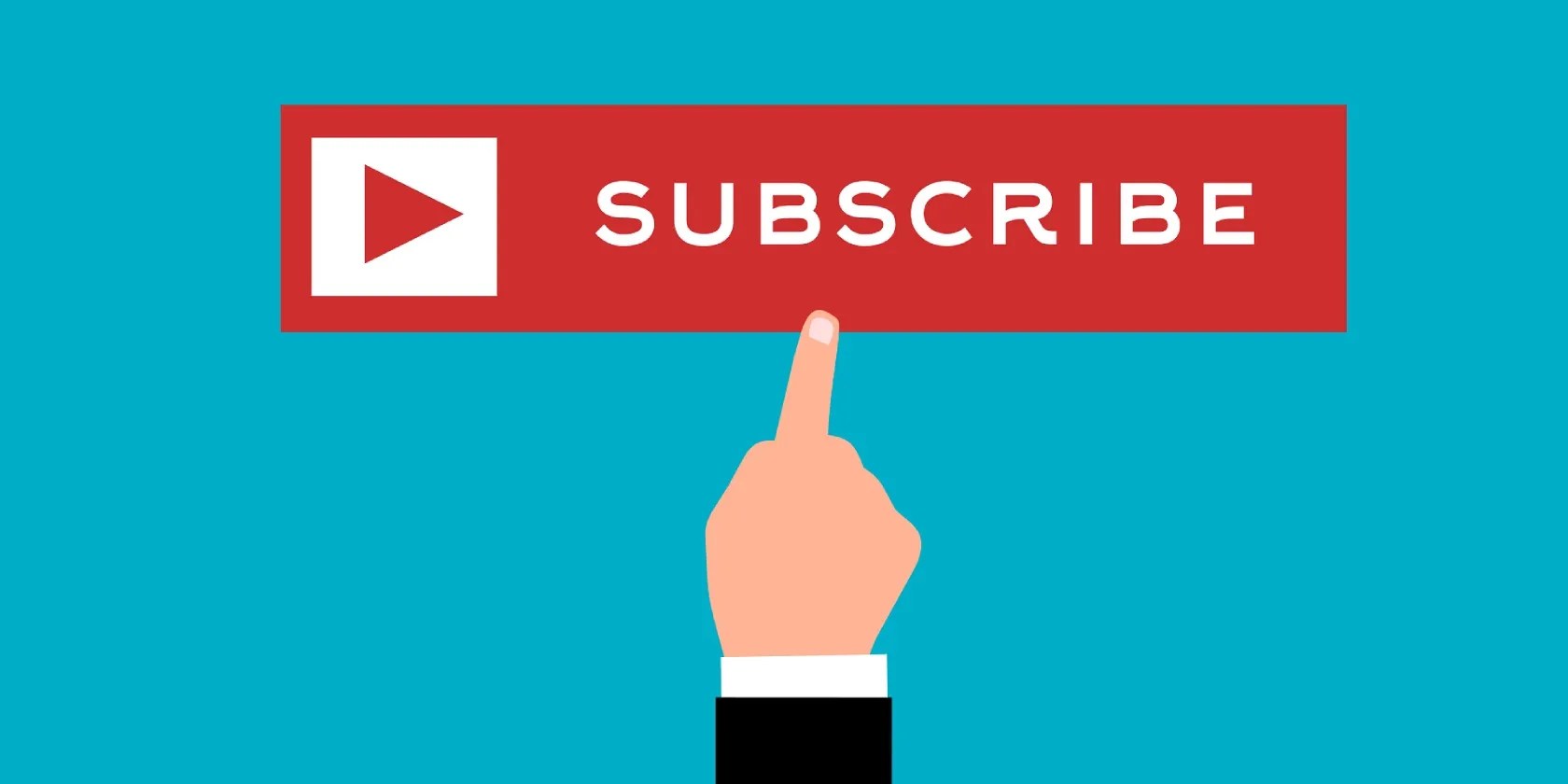 YouTube Subscribe button being pushed by a hand