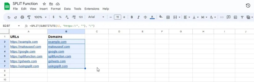 Splitting URLs and extracting domains using SPLIT