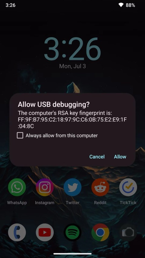 allow usb debuggin with webadb