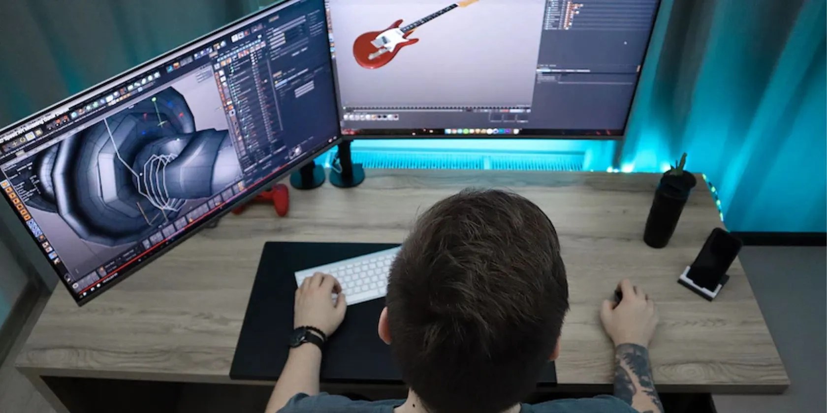 man creating animations for game