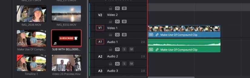 DaVinci Resolve Compound Clip in Media Pool