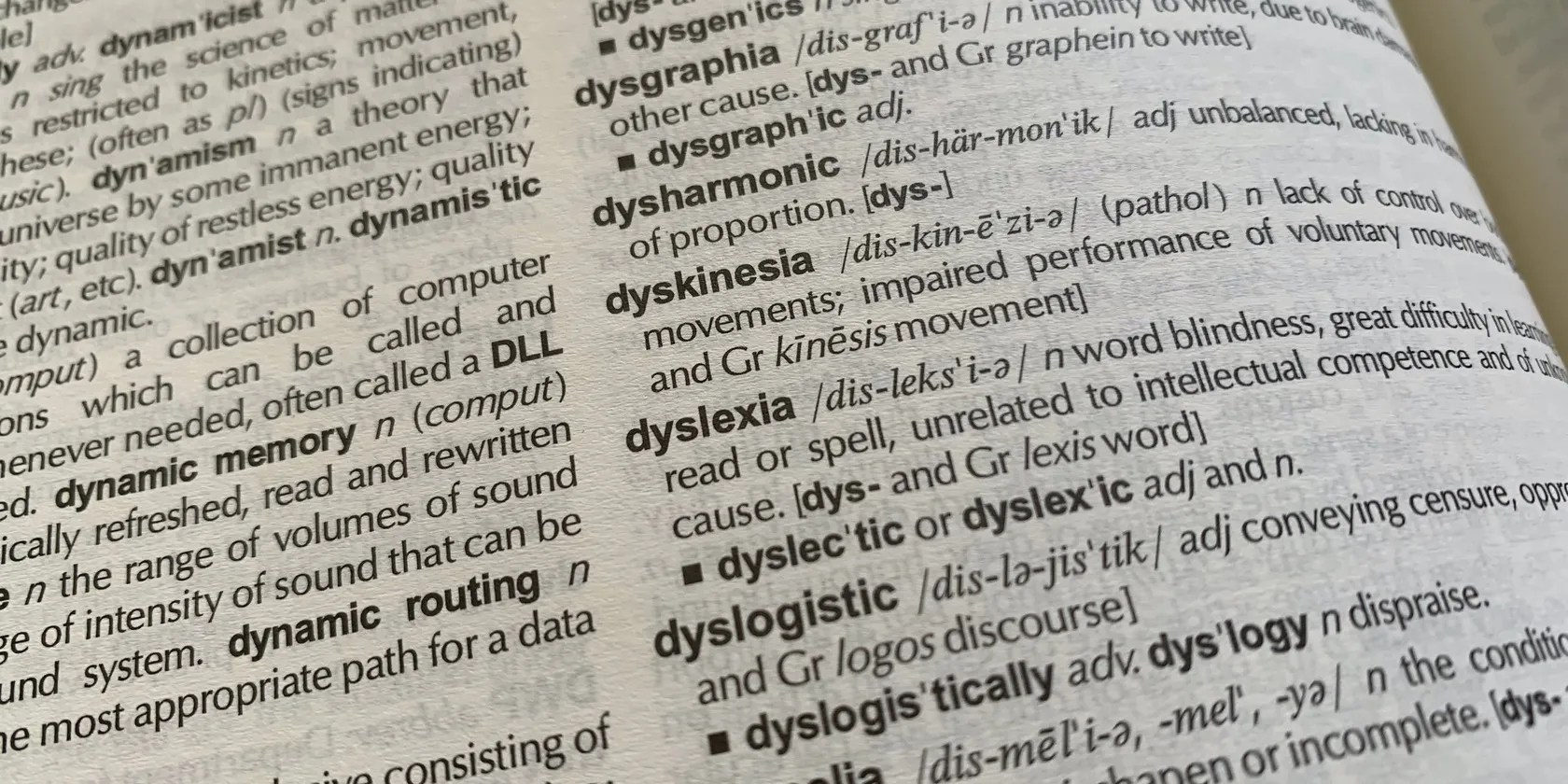close-up of dyslexia written in dictionary
