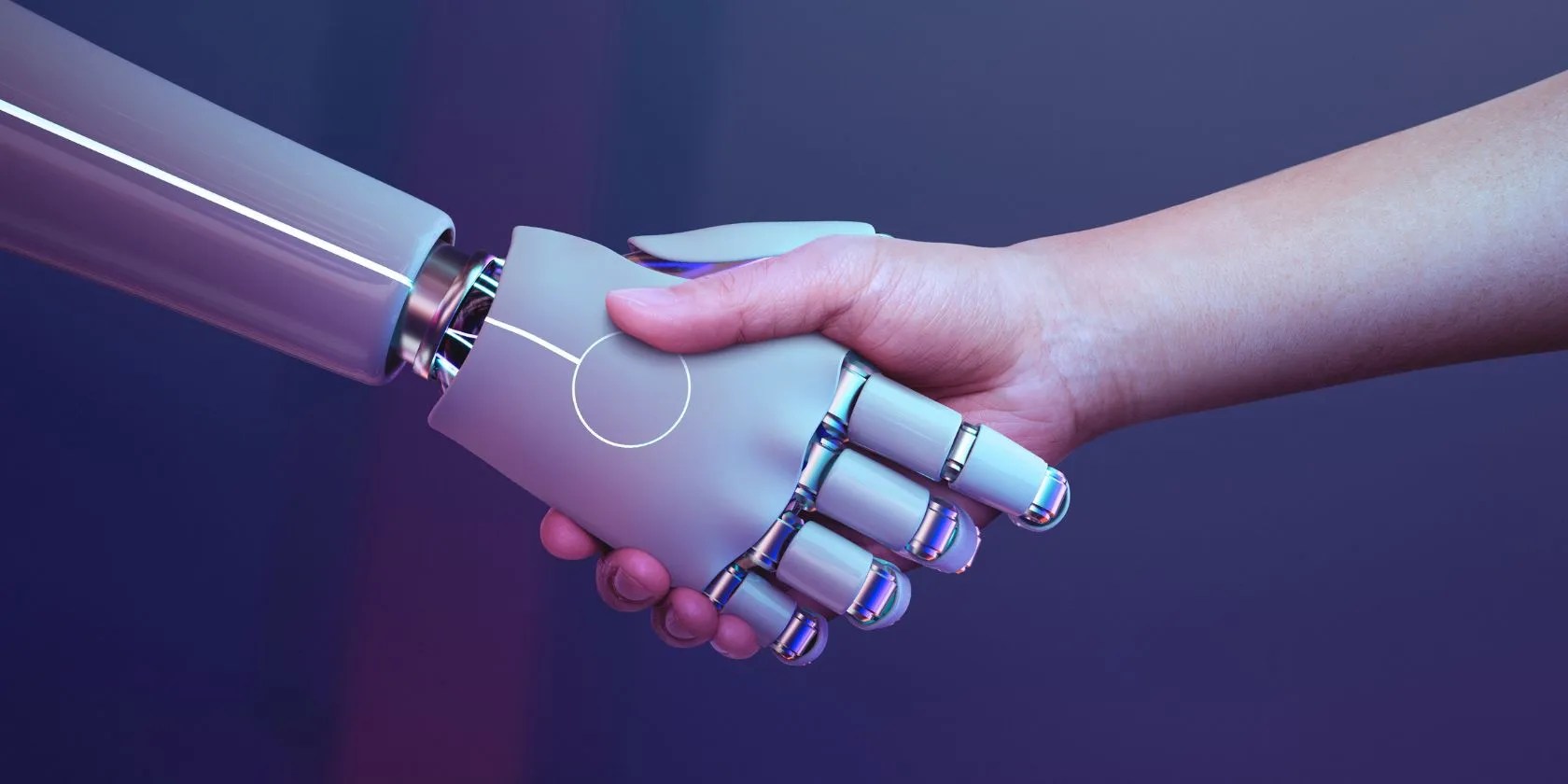 An illustration of a robot-human handshake