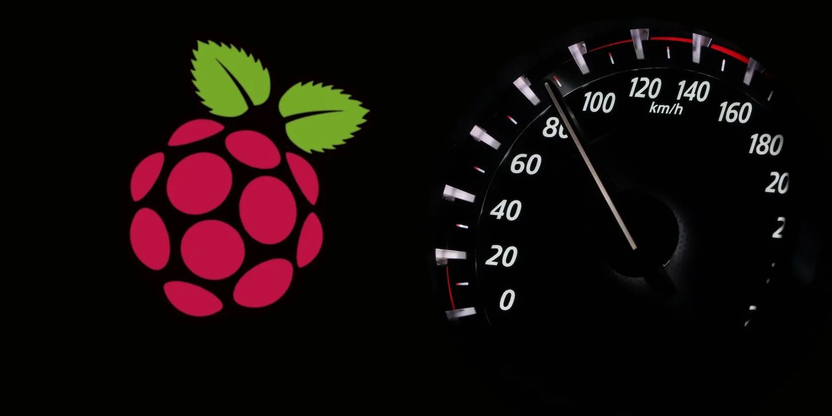 speedometer with raspberry on a black background