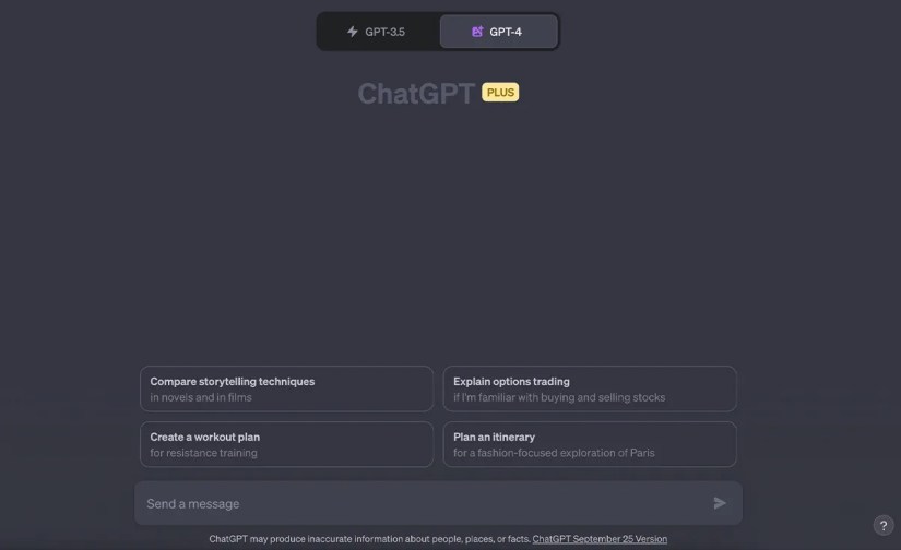 GPT-4 chatbot interface ChatGPT Plus