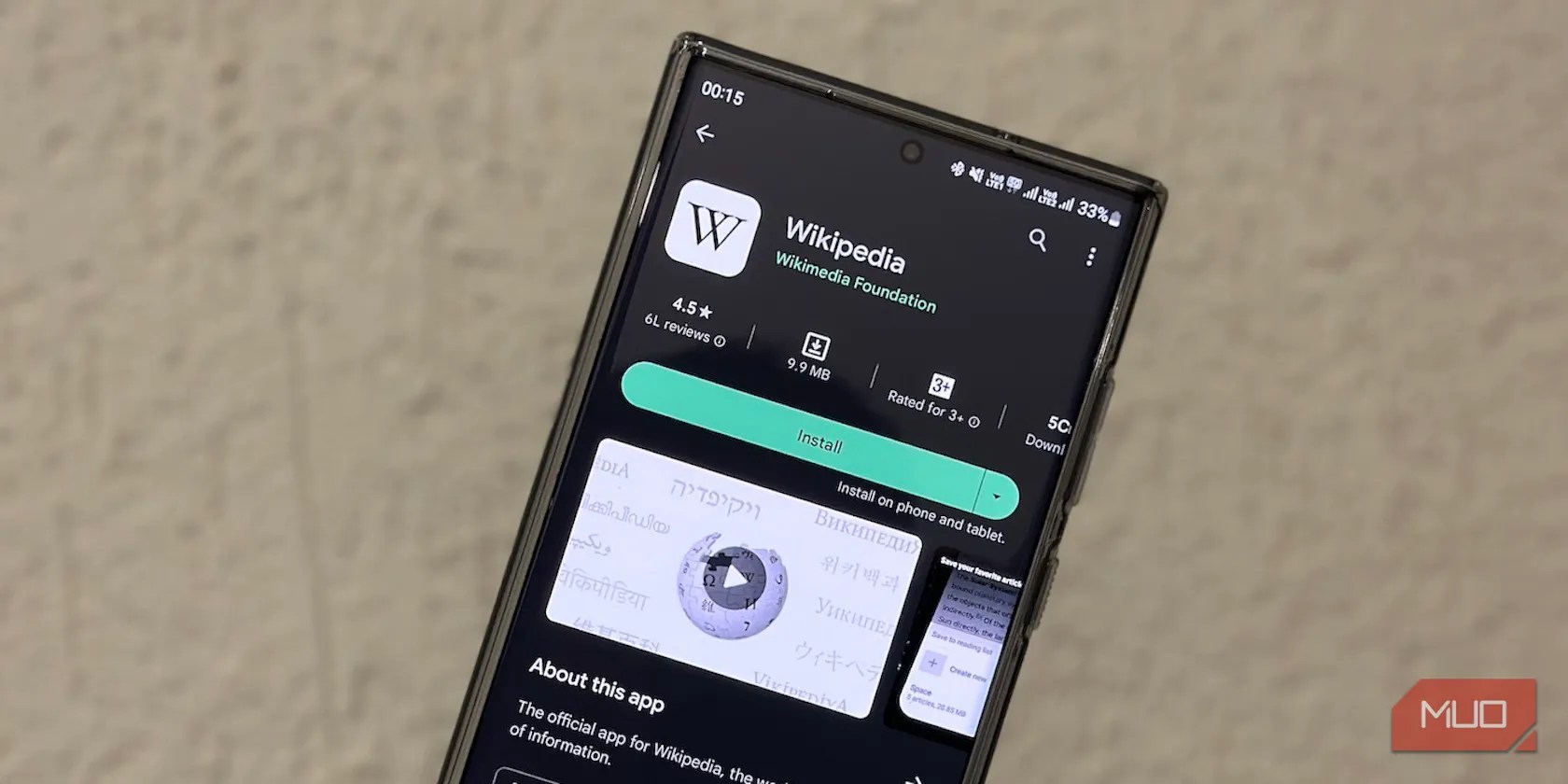 Install option in the Play Store app