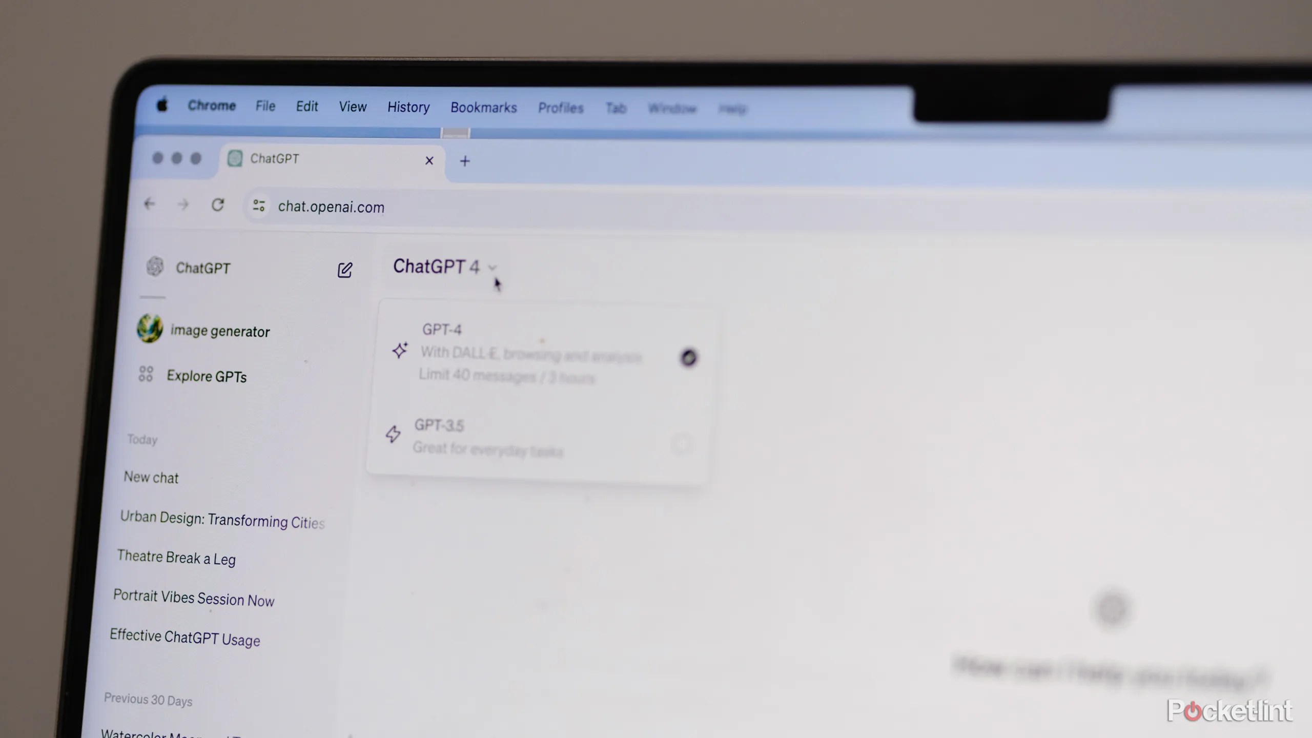 A photograph of the process to use GPT-4 in ChatGPT