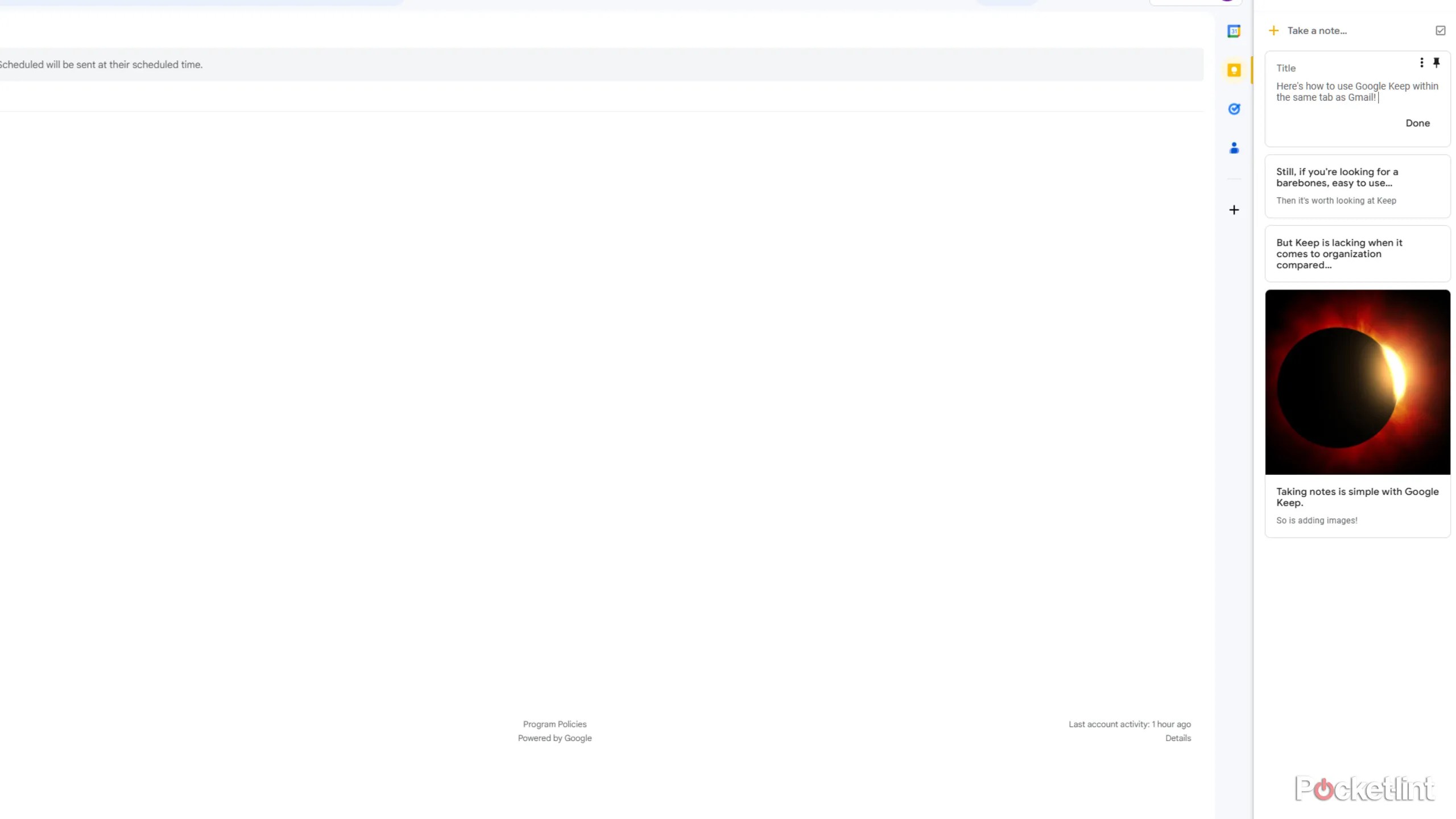 Google Keep in Gmail