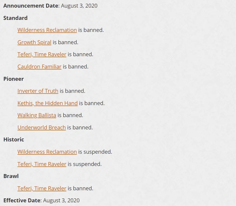 Mtg Ban List Jan 2023 Review Magic: The Gathering's New Banned List Update Is Huge & Totally Changes Formats