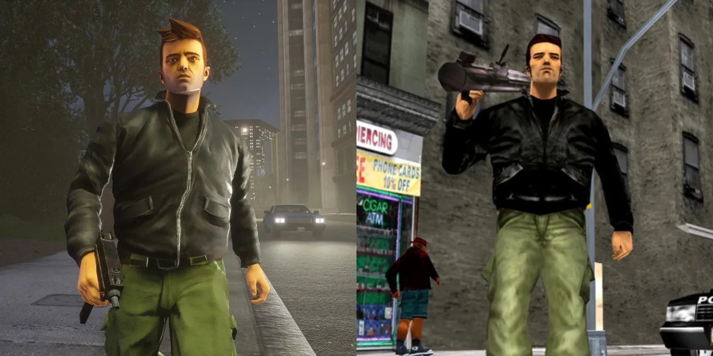 GTA 3 Claude artwork beside the character in-game