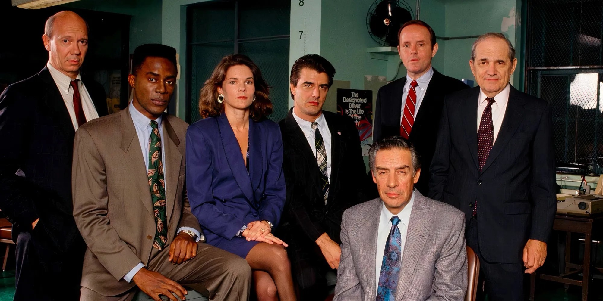 The Cast of Law and Order Season 1 Seated Together