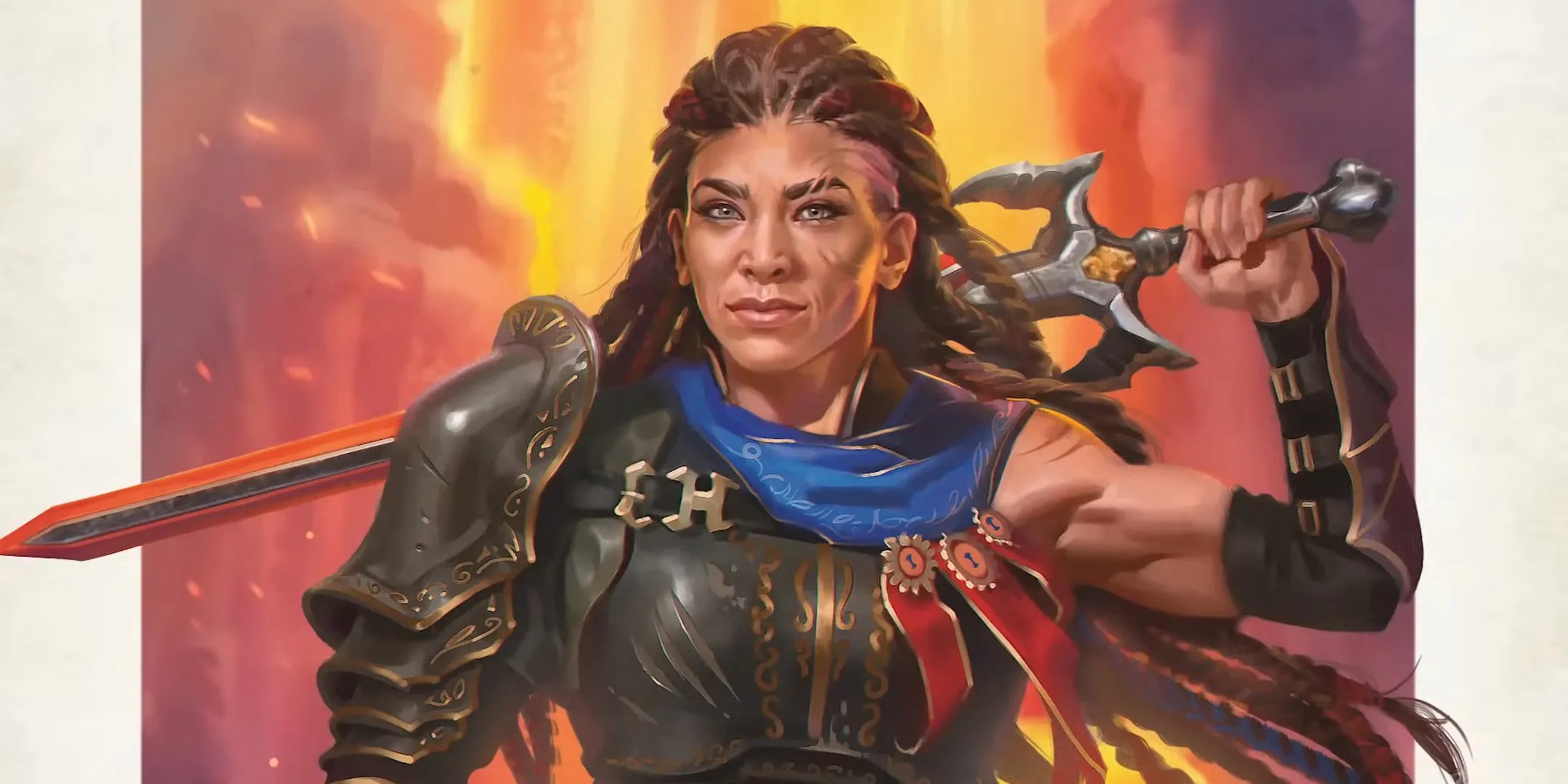 Champion Fighter in D&amp;D with a sword slung over her shoulder and across her back.