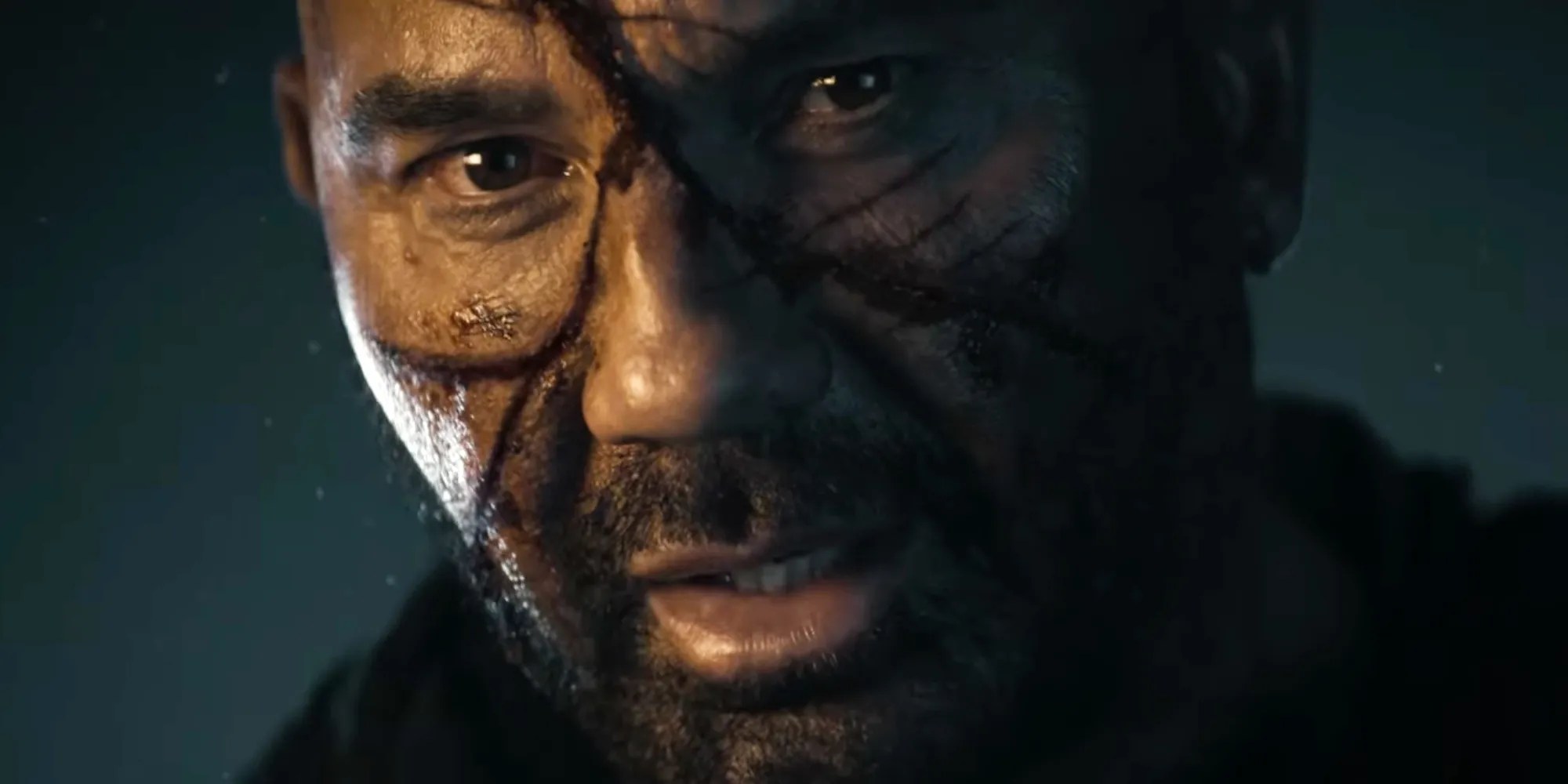 Dave Bautista looking intensely at camera in In the Lost Lands