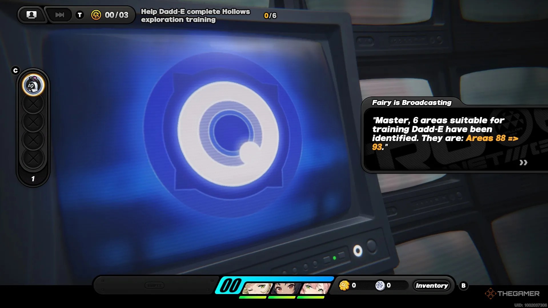 A blue eye on a television screen in Zenless Zone Zero.
