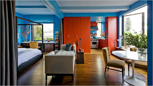 A Tiny Penthouse Studio Dressed in Comic Book Colors The
