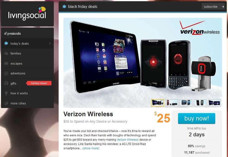 BF Deal Alert Get A 50 Verizon Wireless Coupon For 25 From Living Social Good For Any VZW