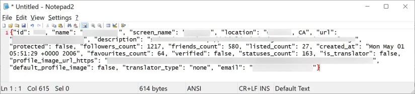 Example of a scraped Twitter profile