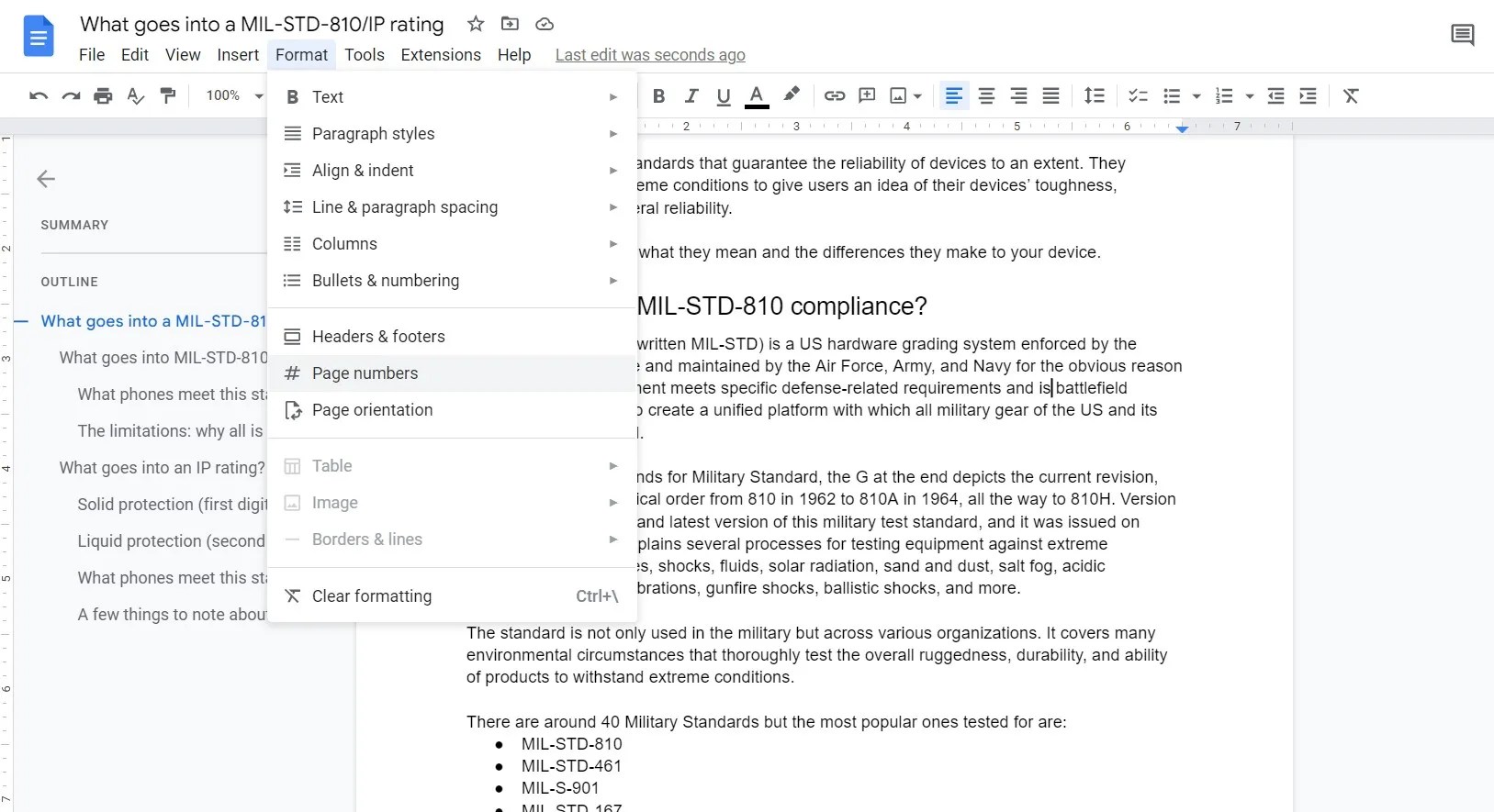 Google Docs How to add page numbers to your document