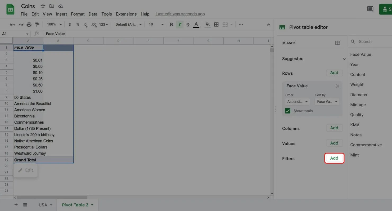 How to create a pivot table in Google Sheets