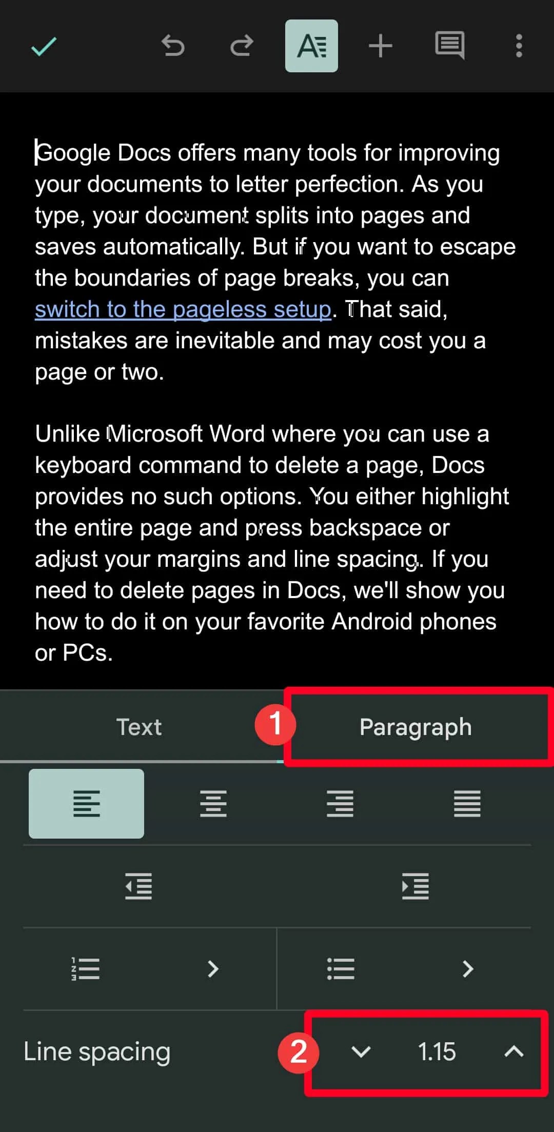 Google Docs How to delete a page or multiple pages in your document