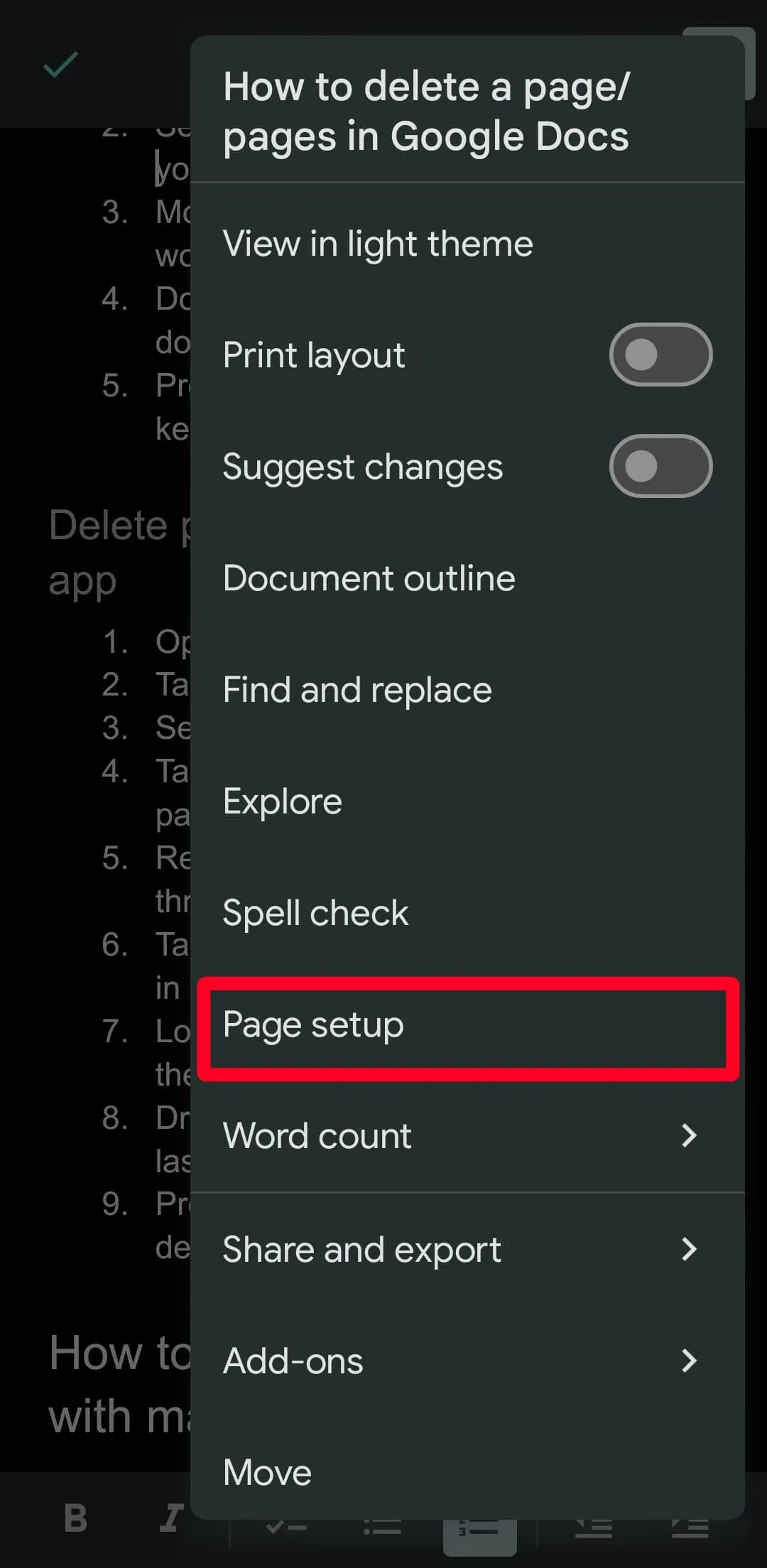 How to delete a page or multiple pages in Google Docs Blog Creative(05)