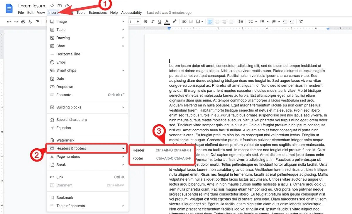 Google Docs How to add headers and footers to your documents