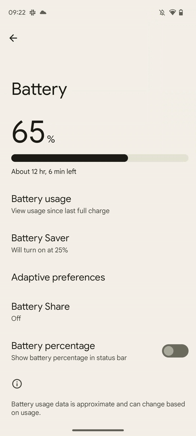 An animation showing the process to get to an activate the Adaptive Battery feature