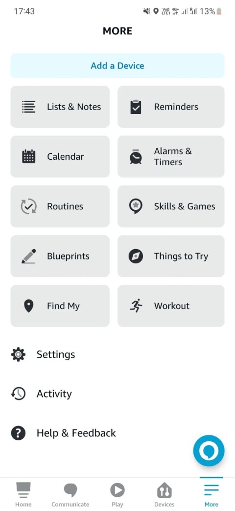A screenshot of the Alexa settings