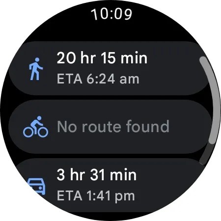 Google Maps for Wear OS ETA